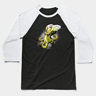 Green Octopus on the wings Baseball T-Shirt